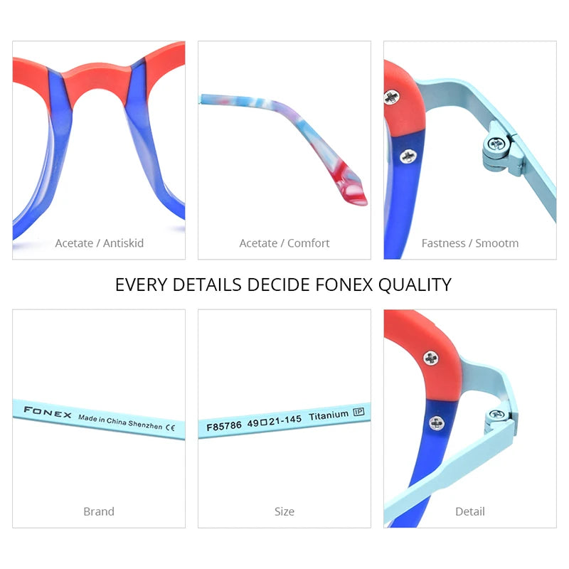 FONEX Colorful Acetate Titanium Glasses Frame F85786