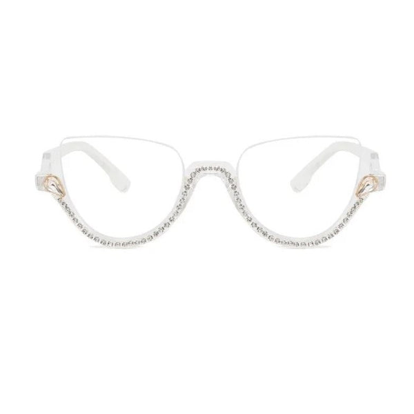 New Retro Anti Blue Light Cat Eye Glasses with Diamond Accent