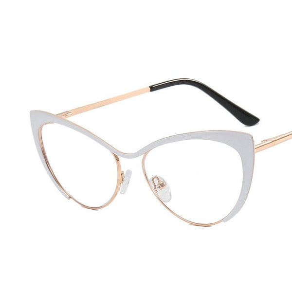 Steel Leather Triangle Cat Eye Metal Eyeglass Frame