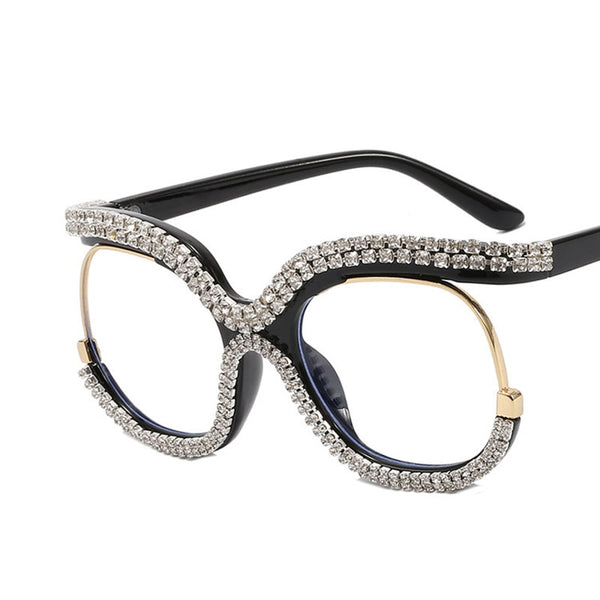 Oversized Square Diamond Decoration Frame Reading Glasses