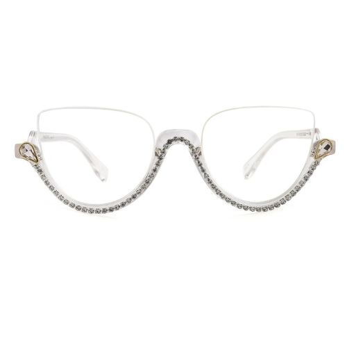 Latest Crystal Clear Semirimless Cat Eye Glasses