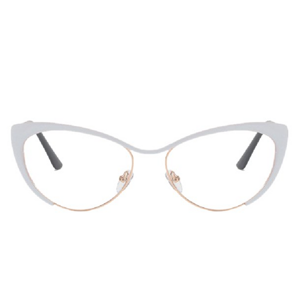 Steel Leather Triangle Cat Eye Metal Eyeglass Frame